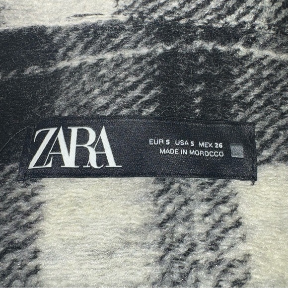 Zara Flannel button up Jacket  Classic Plaid Black and white size S - Picture 12 of 13